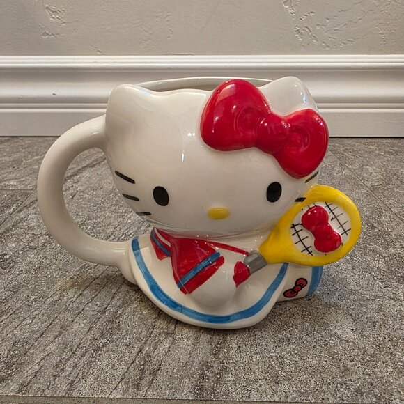 SANRIO HELLO KITTY CERAMIC MUG 2020 coffee cup tennis racket - Picture 1 of 10